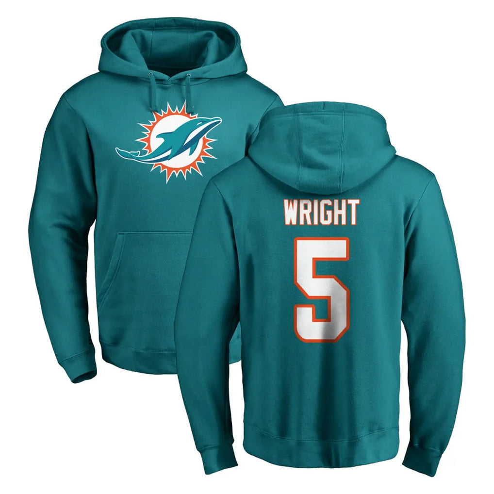 Davalo M.Dolphins #5 Jaylen Wright Player Aqua LOGO Pullover Hoodies Limited Stitched Jerseys