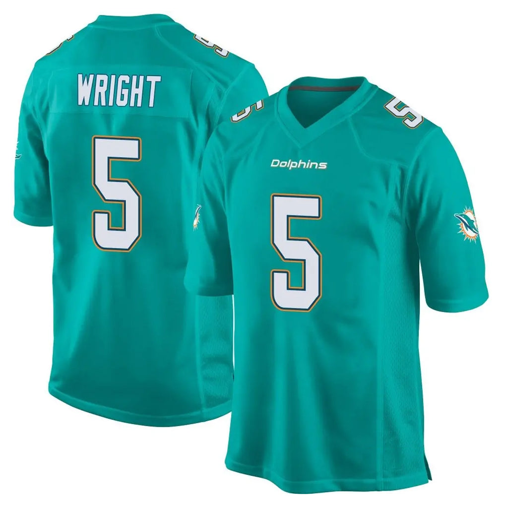 Davalo M.Dolphins #5 Jaylen Wright Player Aqua Team Color Home Game Stitched Jerseys