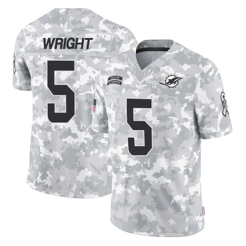 Davalo M.Dolphins #5 Jaylen Wright Player Arctic Camo Salute To Service Limited Game Stitched Jerseys