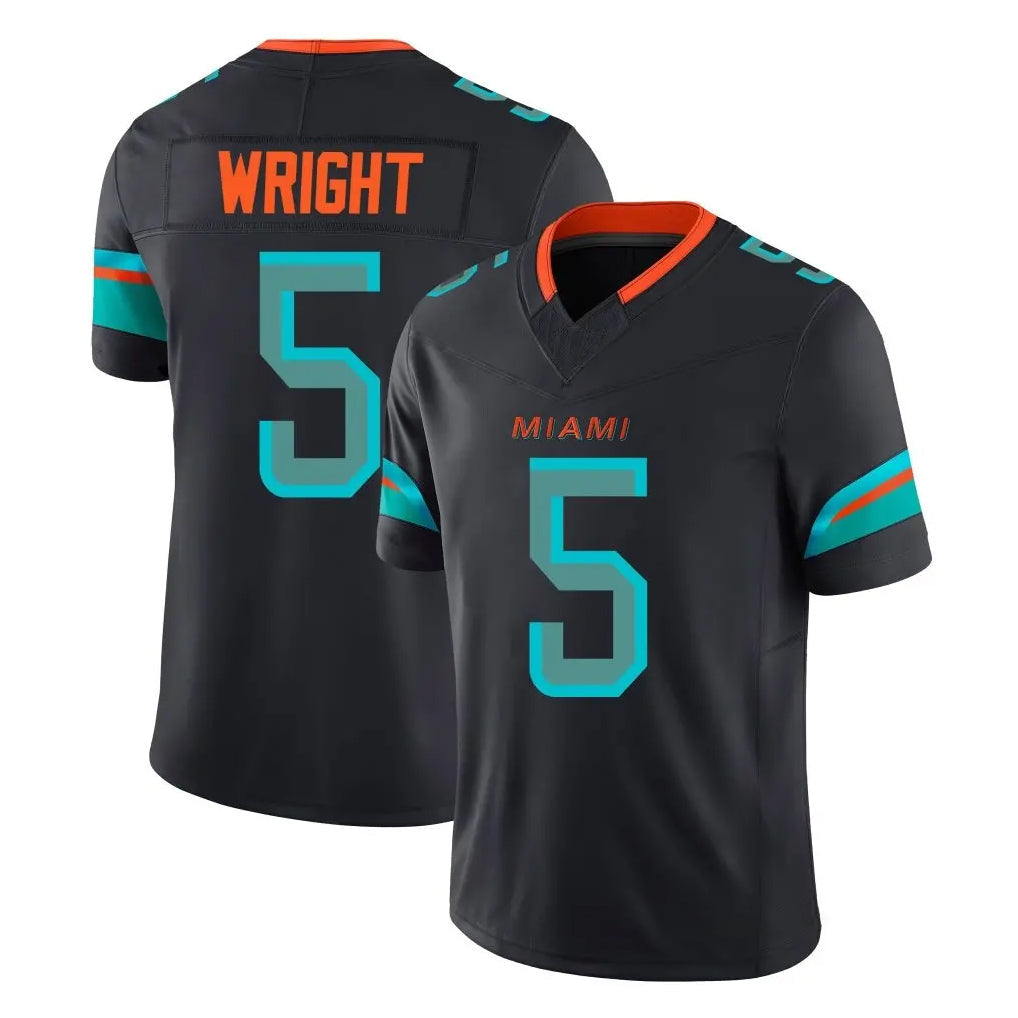 Davalo M.Dolphins #5 Jaylen Wright Player Black Limited Pitch Rivalries Collection Home Game Stitched Jerseys