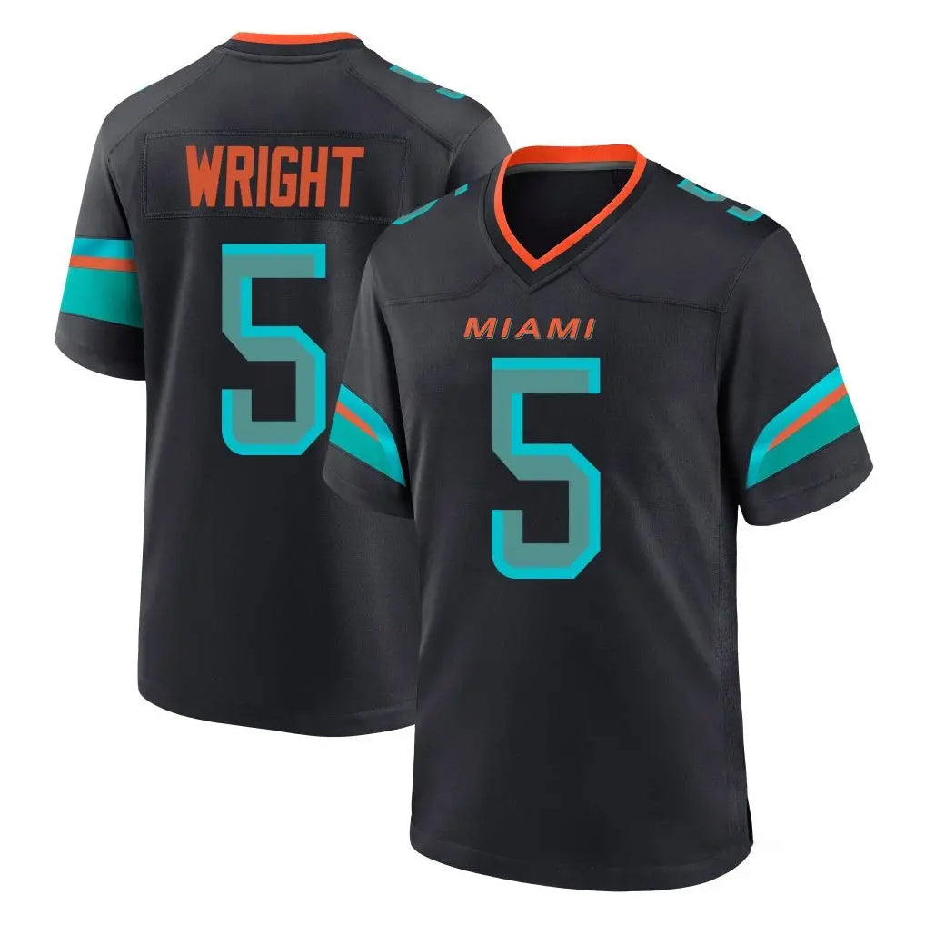 Davalo M.Dolphins #5 Jaylen Wright Player Black Pitch Rivalries Collection Home Game Stitched Jerseys