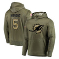 Davalo M.Dolphins #5 Jaylen Wright Player Olive Salute to Service Pullover Hoodies Home Game Stitched Jerseys