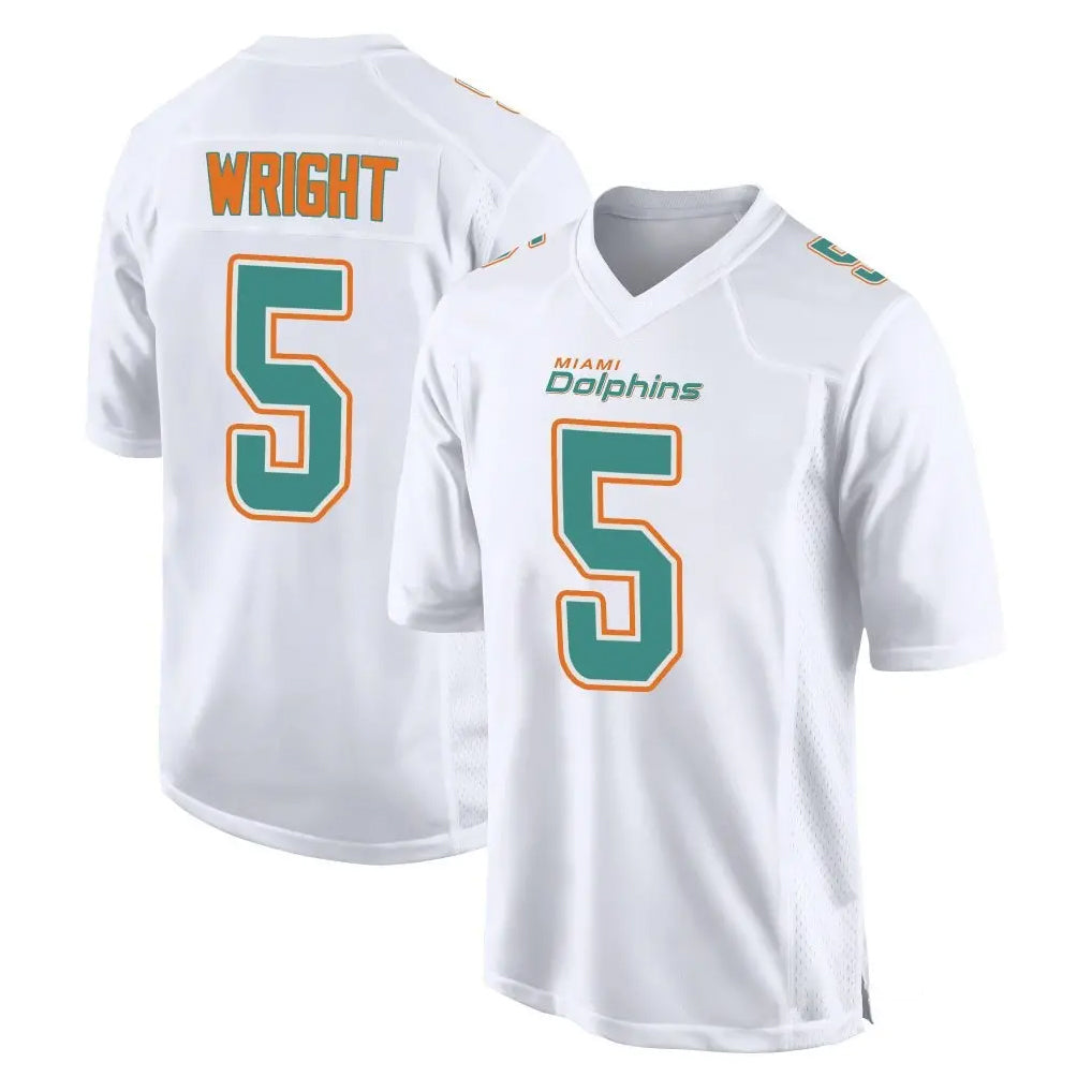 Davalo M.Dolphins #5 Jaylen Wright Player White Fashion Home Game Stitched Jerseys