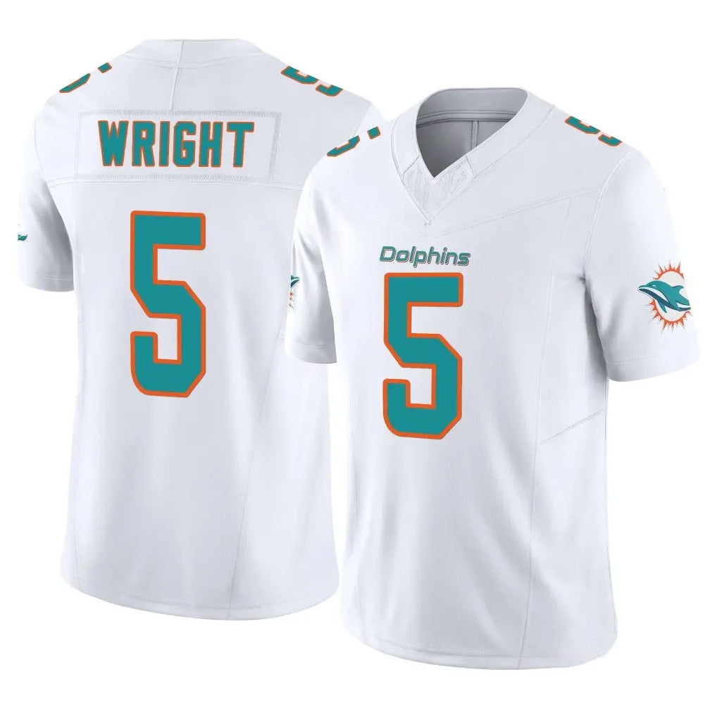 Davalo M.Dolphins #5 Jaylen Wright Player White Limited Vapor F.U.S.E. Home Game Stitched Jerseys