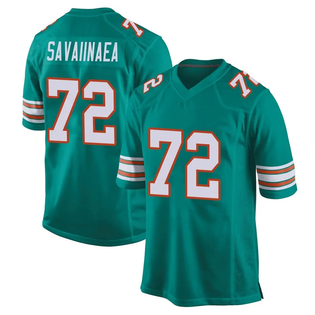 Davalo M.Dolphins #72 Jonah Savaiinaea Player Aqua Alternate Home Game Stitched Jerseys
