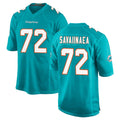 Davalo M.Dolphins #72 Jonah Savaiinaea Player Aqua Home Game Stitched Jerseys