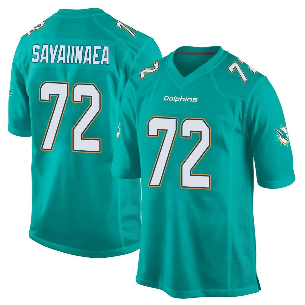 Davalo M.Dolphins #72 Jonah Savaiinaea Player Aqua Team Color Home Game Stitched Jerseys