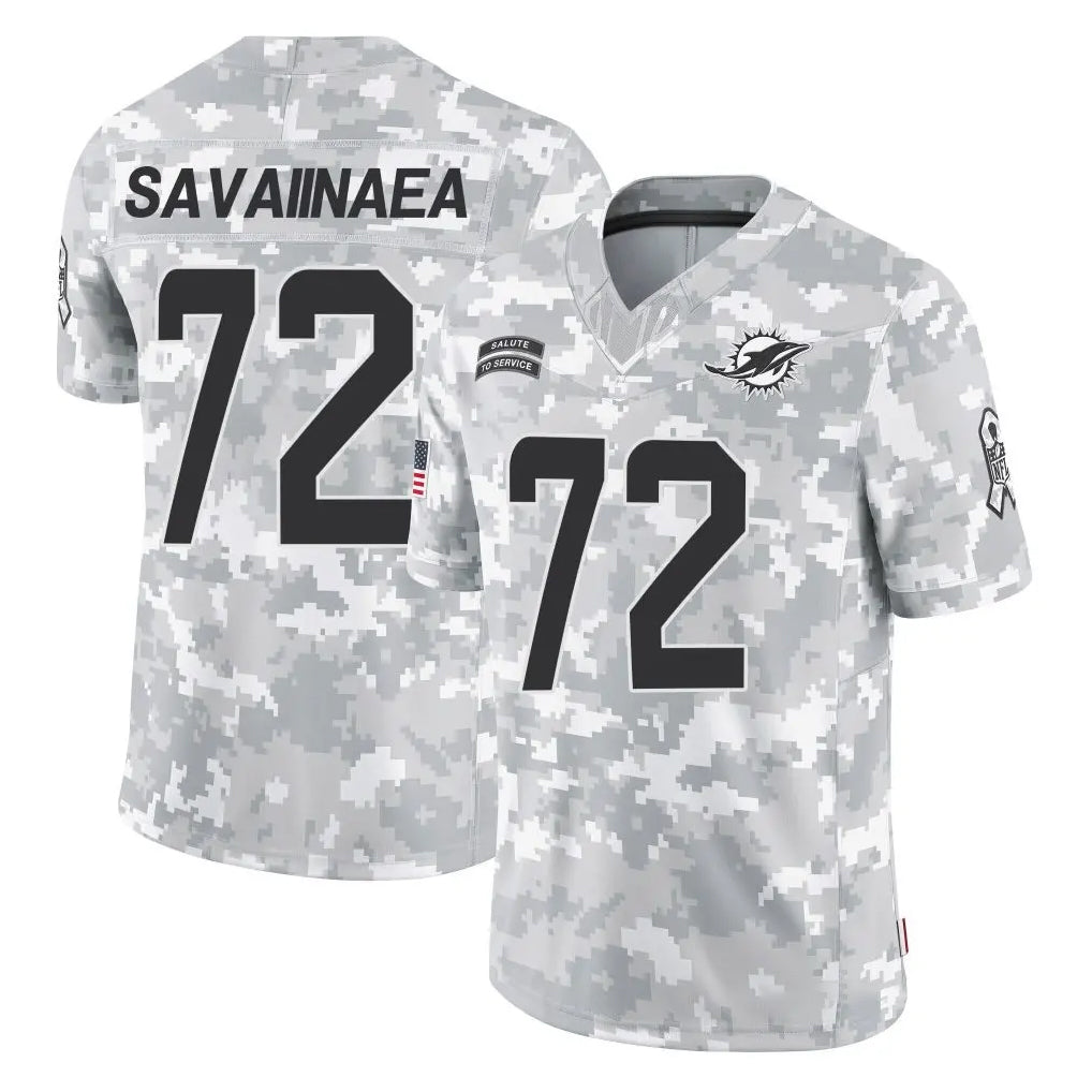 Davalo M.Dolphins #72 Jonah Savaiinaea Player Arctic Camo Salute To Service Limited Game Stitched Jerseys