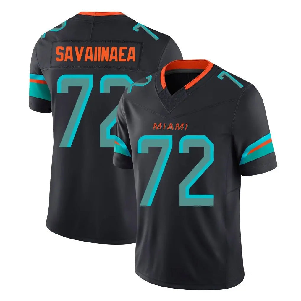 Davalo M.Dolphins #72 Jonah Savaiinaea Player Black Limited Pitch Rivalries Collection Home Game Stitched Jerseys