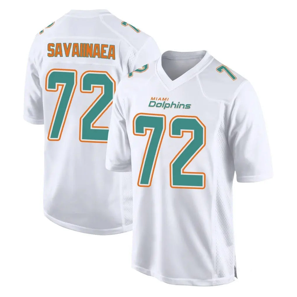 Davalo M.Dolphins #72 Jonah Savaiinaea Player White Fashion Home Game Stitched Jerseys