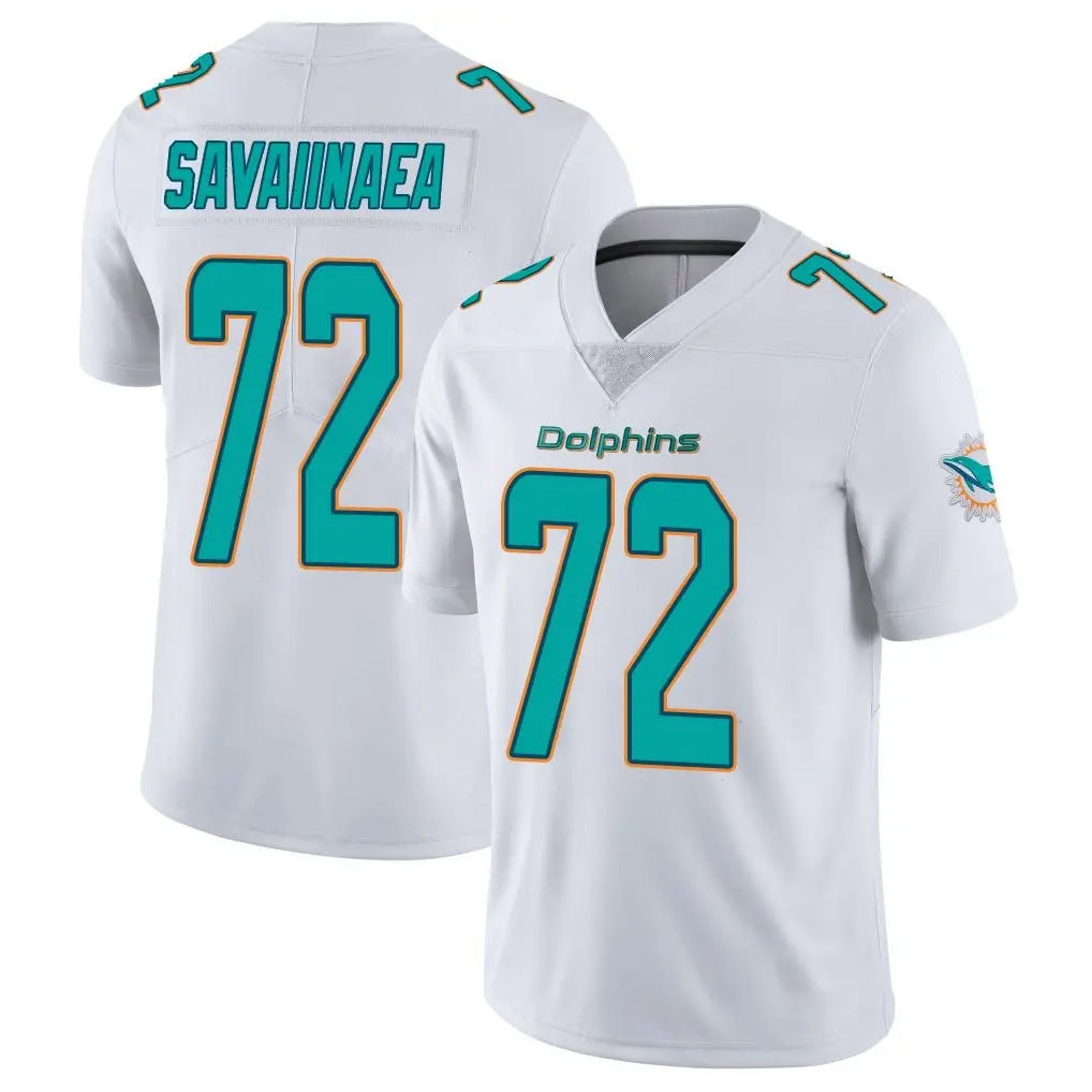Davalo M.Dolphins #72 Jonah Savaiinaea Player White Limited Vapor Untouchable Home Game Stitched Jerseys