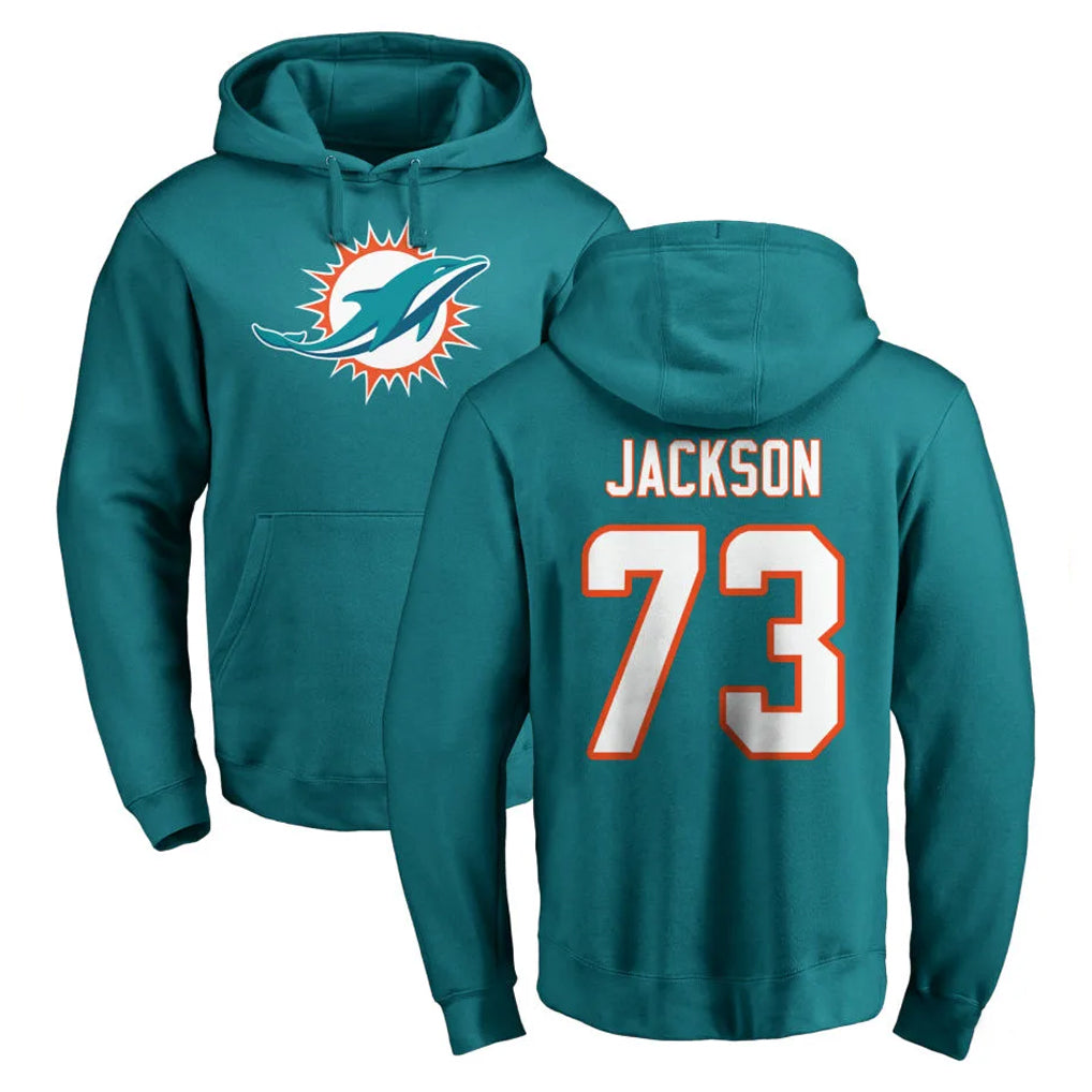 Davalo M.Dolphins #73 Austin Jackson Player Aqua LOGO Pullover Hoodies Limited Stitched Jerseys