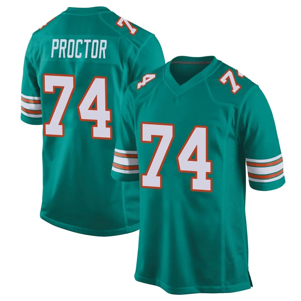 Davalo M.Dolphins #74 Kadyn Proctor Player Aqua Alternate Home Game Stitched Jerseys