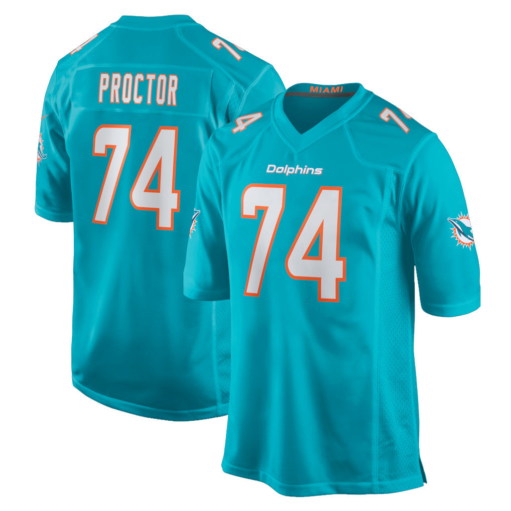 Davalo M.Dolphins #74 Kadyn Proctor Player Aqua Home Game Stitched Jerseys