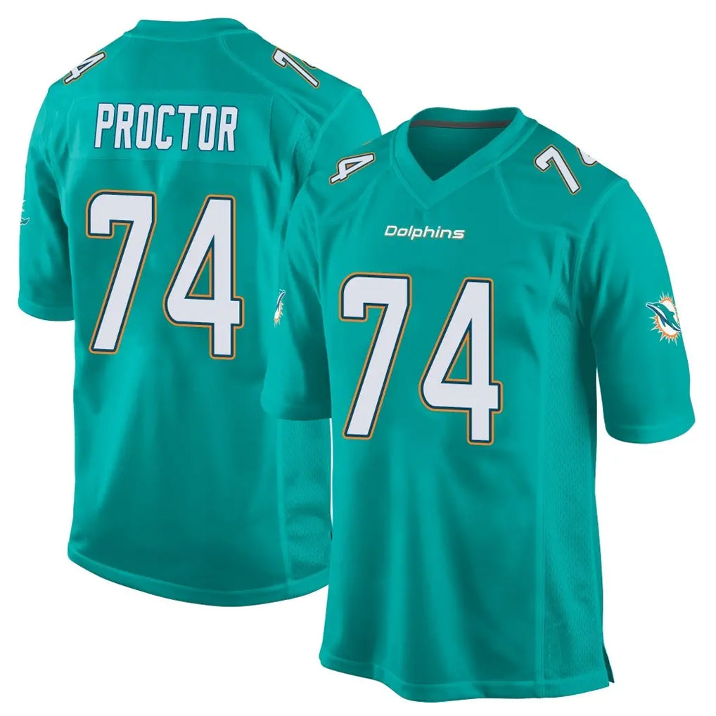 Davalo M.Dolphins #74 Kadyn Proctor Player Aqua Team Color Home Game Stitched Jerseys
