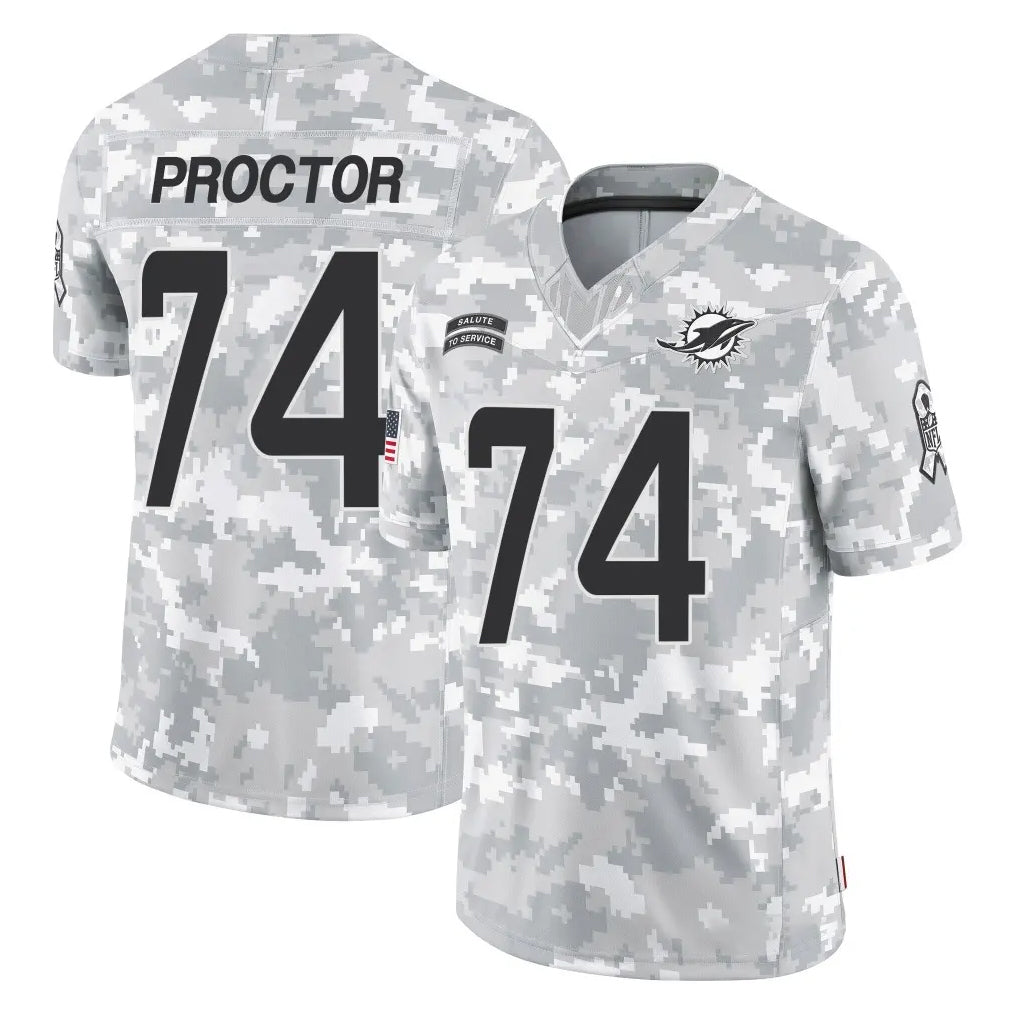 Davalo M.Dolphins #74 Kadyn Proctor Player Arctic Camo Salute To Service Limited Game Stitched Jerseys