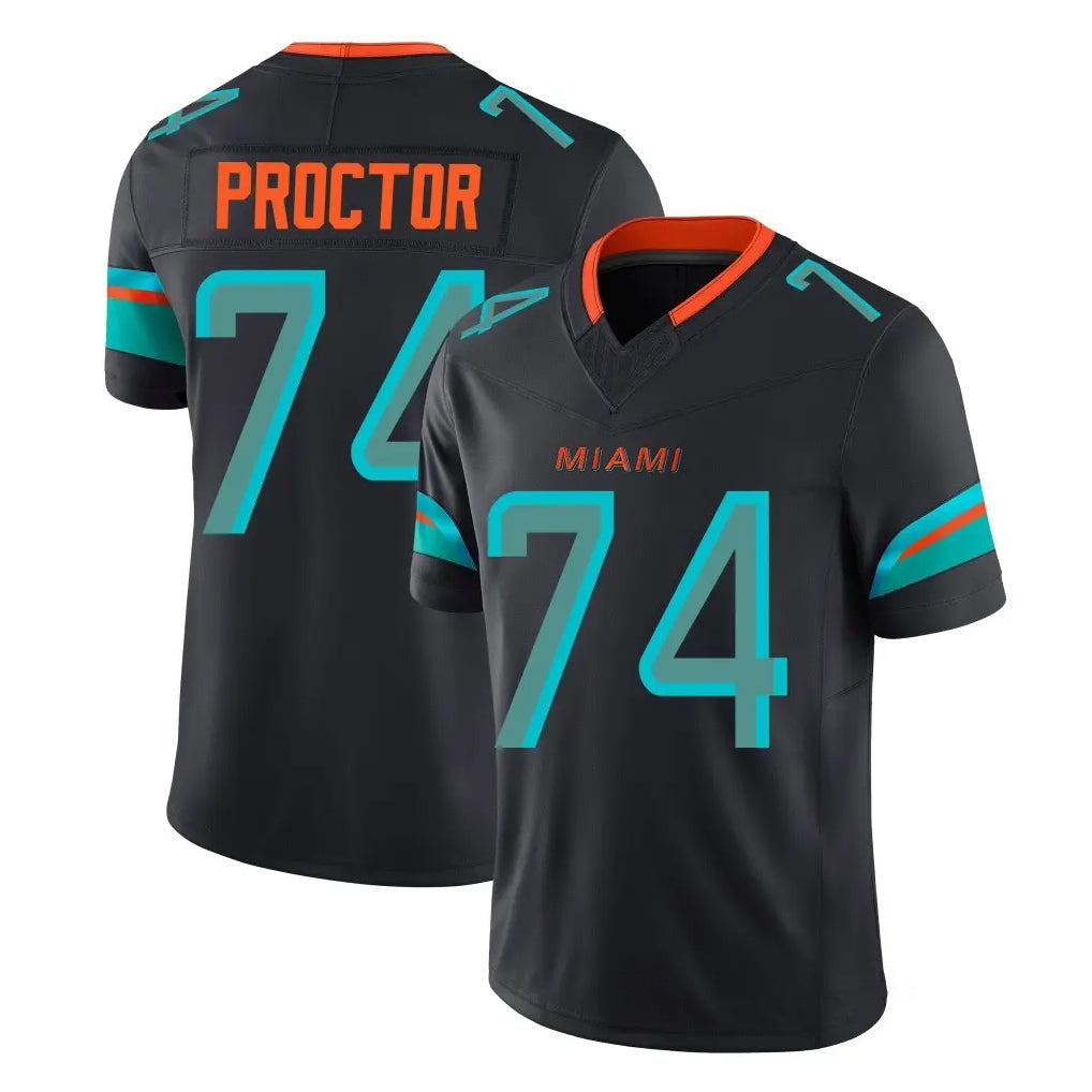 Davalo M.Dolphins #74 Kadyn Proctor Player Black Limited Pitch Rivalries Collection Home Game Stitched Jerseys