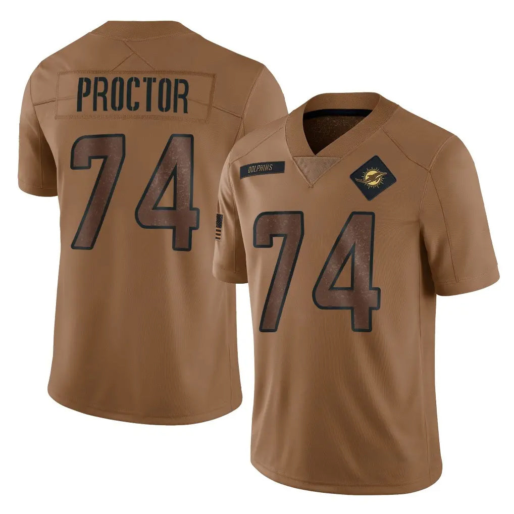 Davalo M.Dolphins #74 Kadyn Proctor Player Brown Salute To Service Limited Stitched Jerseys