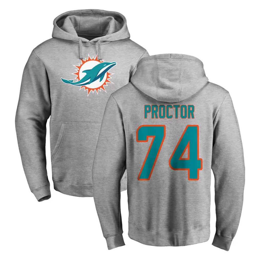 Davalo M.Dolphins #74 Kadyn Proctor Player Gray LOGO Pullover Hoodies Limited Stitched Jerseys