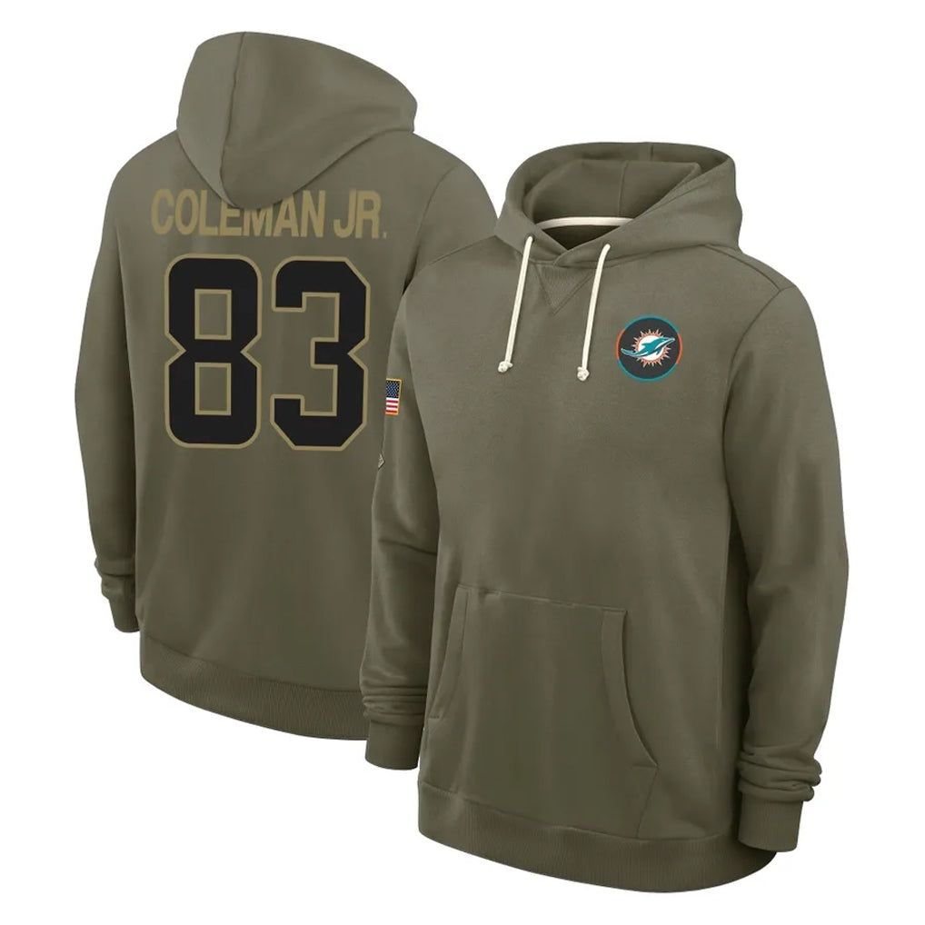 Davalo M.Dolphins #83 Kevin Coleman Jr. Player Olive Salute to Service Pullover Hoodies Limited Stitched Jerseys