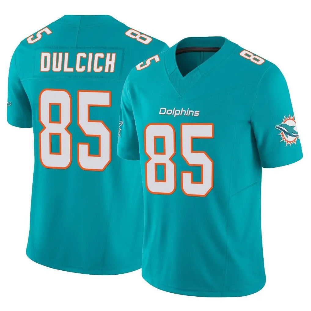 Davalo M.Dolphins #85 Greg Dulcich Player Aqua Limited Vapor F.U.S.E. Home Game Stitched Jerseys