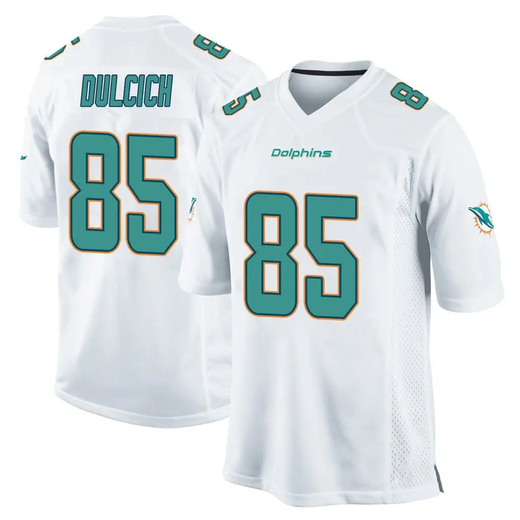 Davalo M.Dolphins #85 Greg Dulcich Player White Home Game Stitched Jerseys