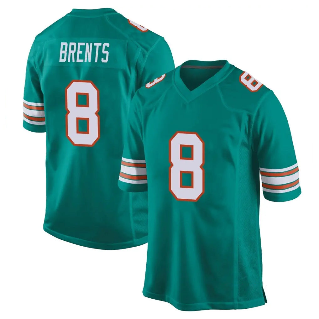 Davalo M.Dolphins #8 JuJu Brents Player Aqua Alternate Home Game Stitched Jerseys
