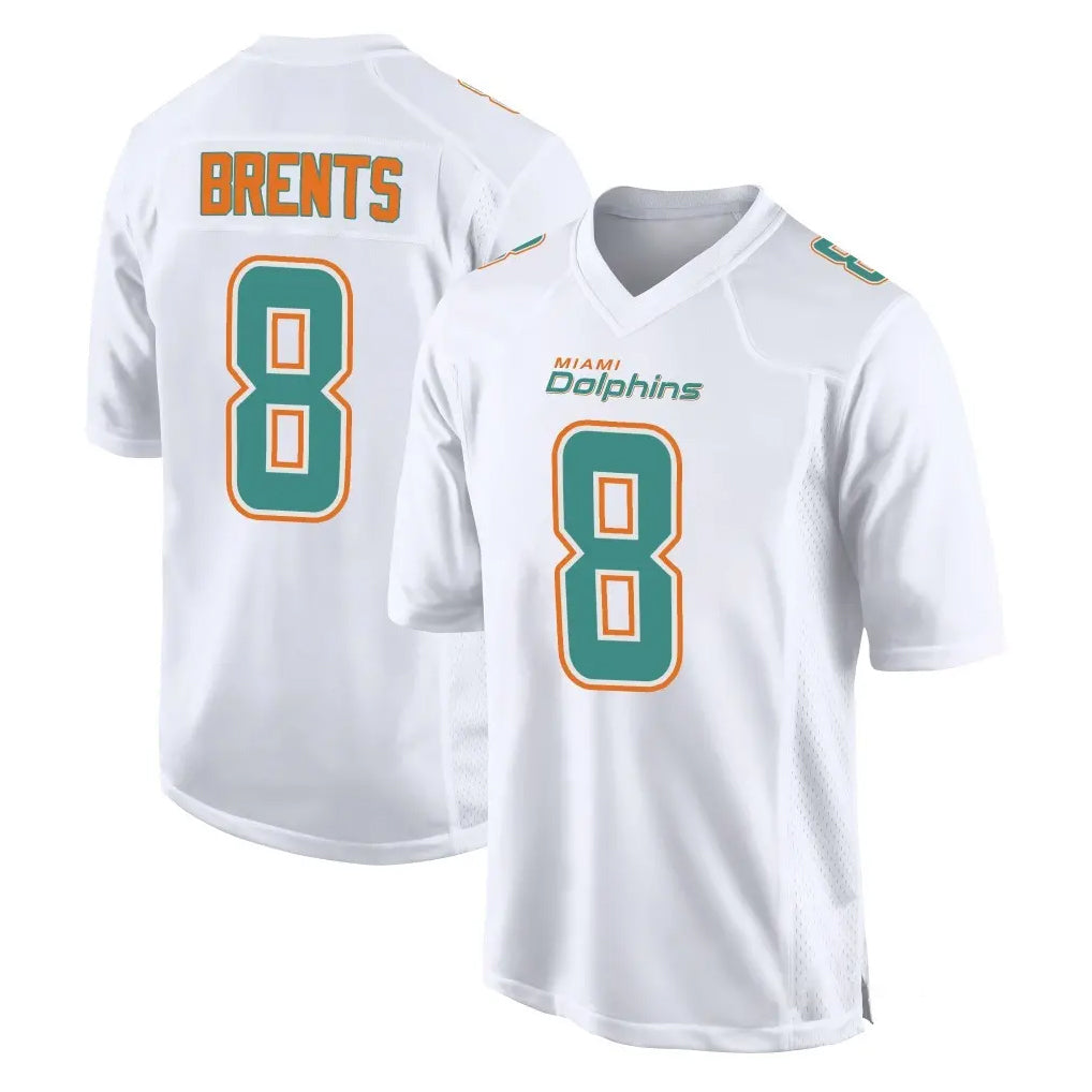 Davalo M.Dolphins #8 JuJu Brents Player White Fashion Home Game Stitched Jerseys