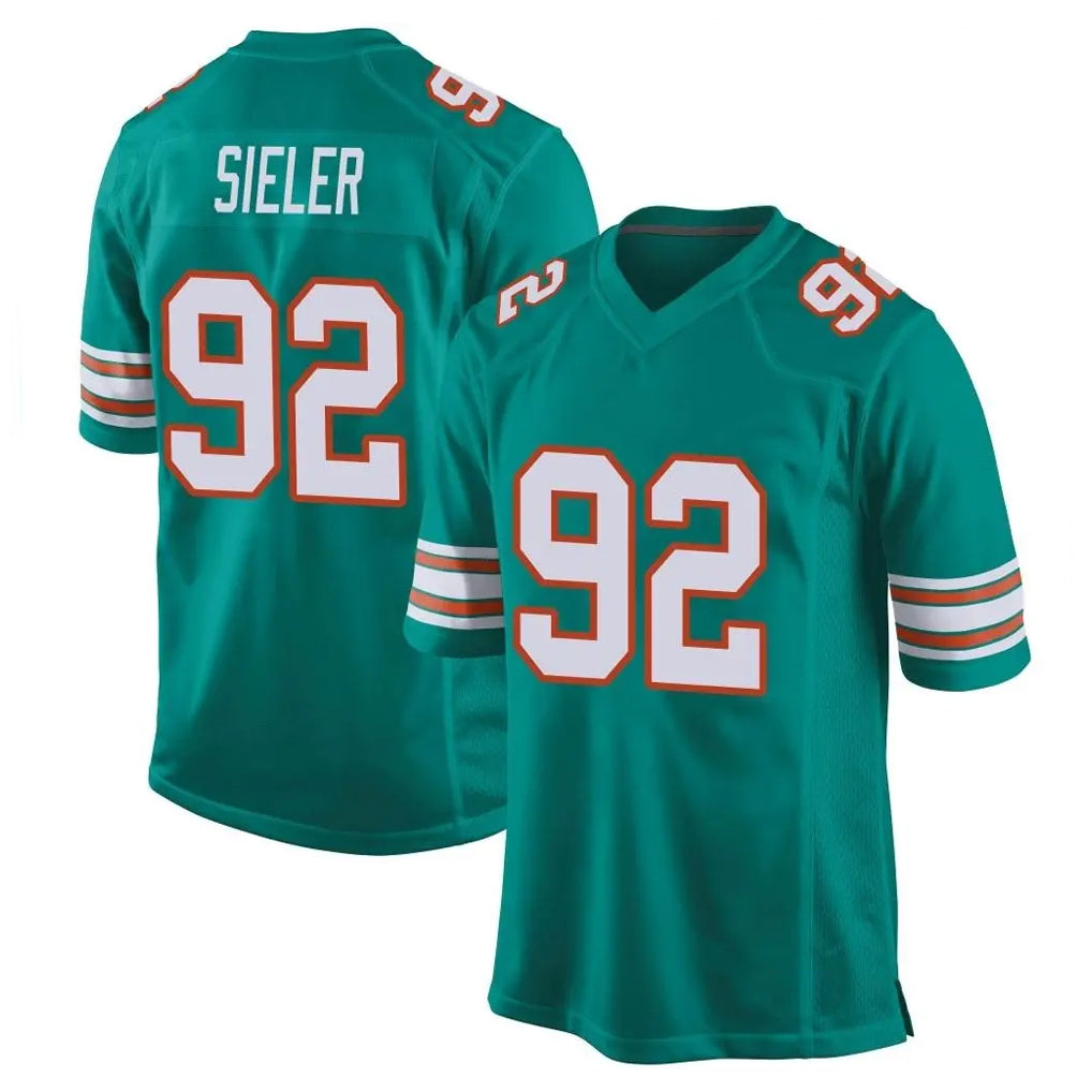 Davalo M.Dolphins #92 Zach Sieler Player Aqua Alternate Home Game Stitched Jerseys