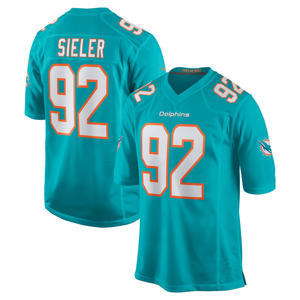 Davalo M.Dolphins #92 Zach Sieler Player Aqua Home Game Stitched Jerseys