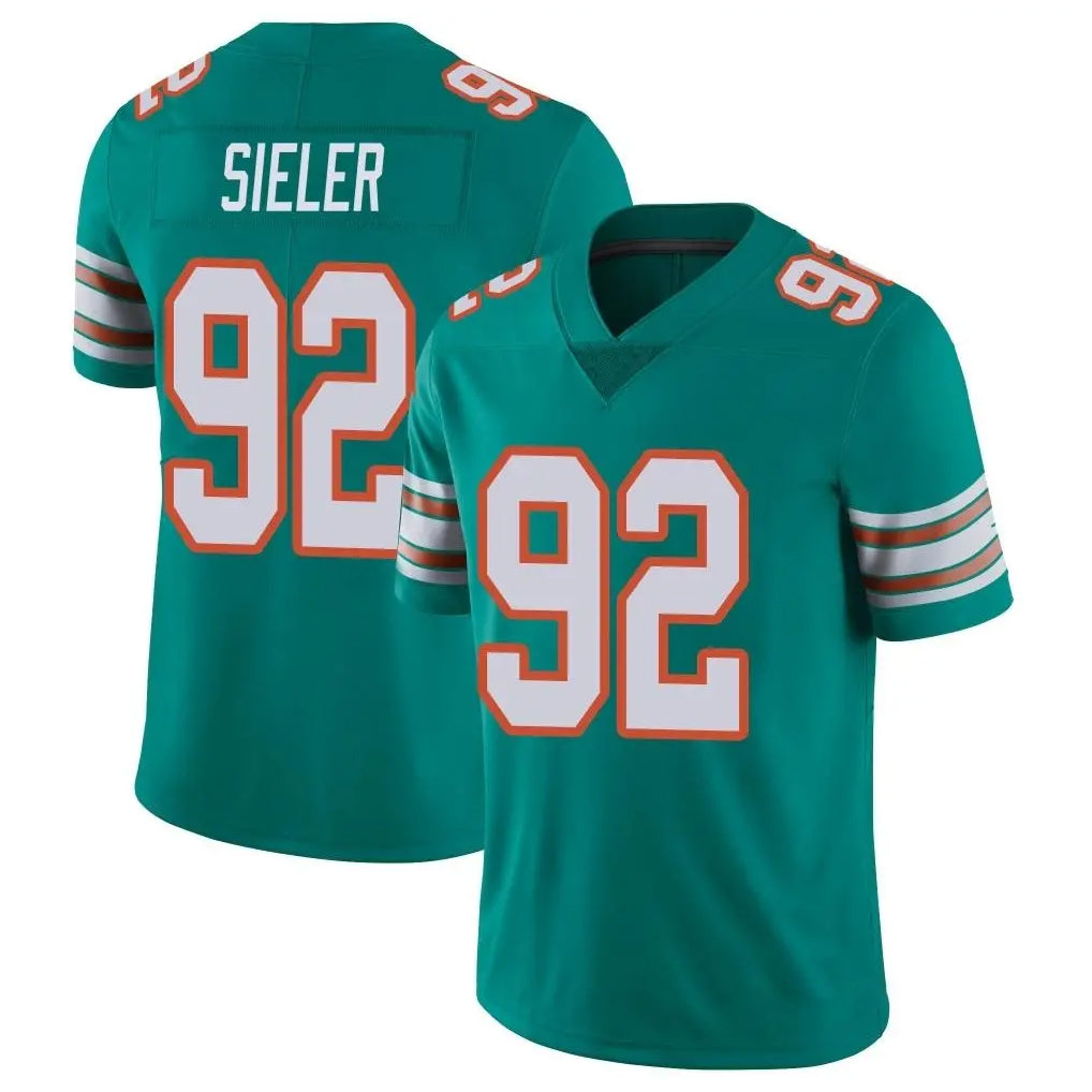 Davalo M.Dolphins #92 Zach Sieler Player Aqua Limited Alternate Vapor Untouchable Home Game Stitched Jerseys