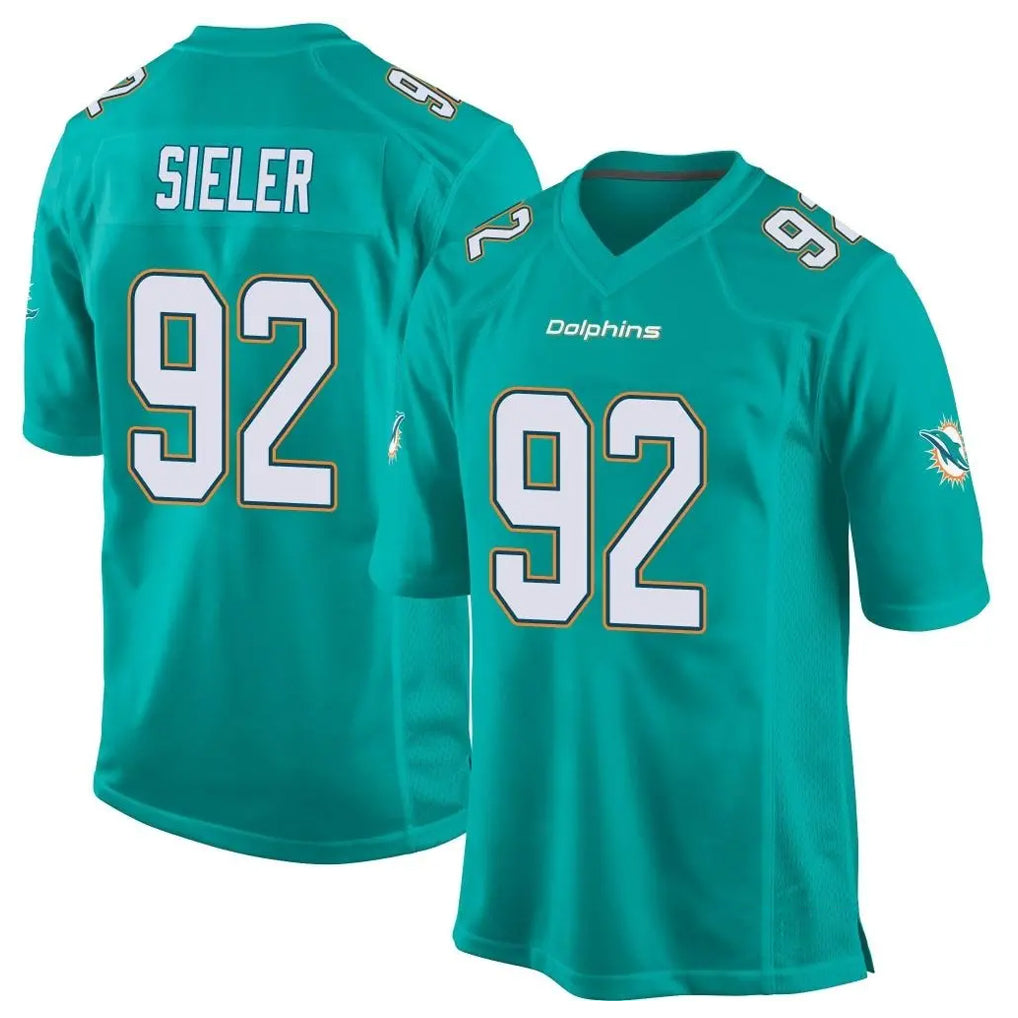 Davalo M.Dolphins #92 Zach Sieler Player Aqua Team Color Home Game Stitched Jerseys