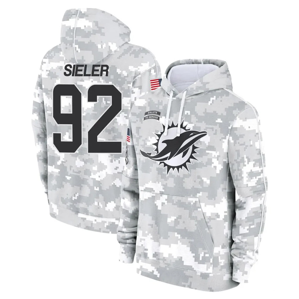Davalo M.Dolphins #92 Zach Sieler Player Arctic Camo Salute to Service Hoodies Limited Game Stitched Jerseys