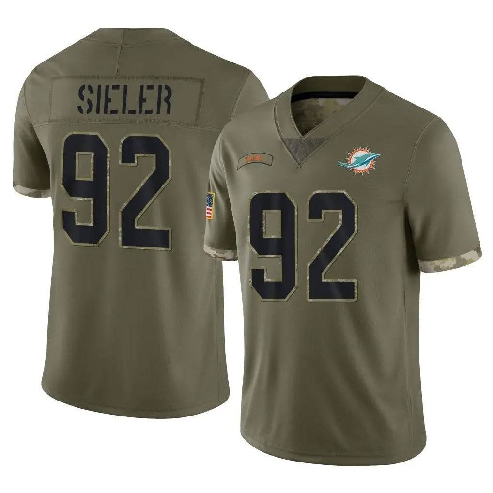 Davalo M.Dolphins #92 Zach Sieler Player Olive Salute To Service Limited Stitched Jerseys