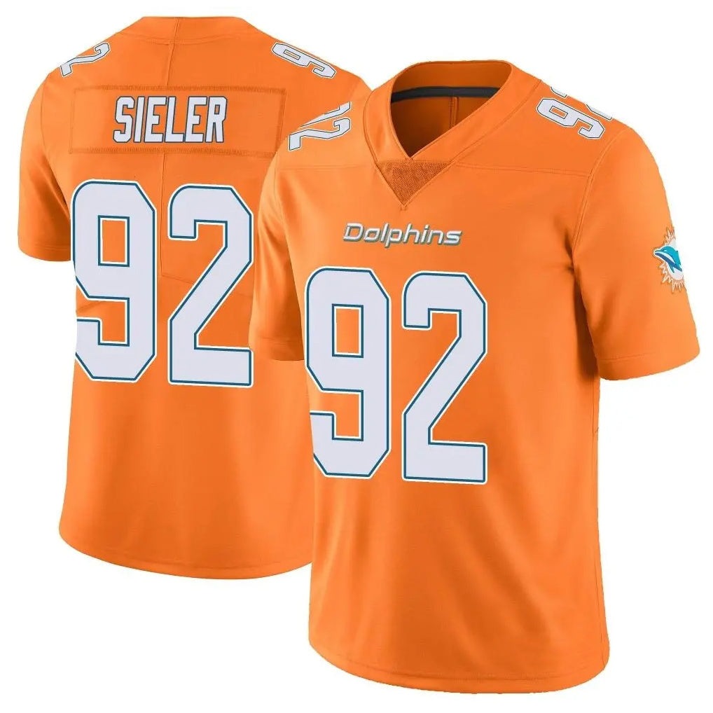 Davalo M.Dolphins #92 Zach Sieler Player Orange Limited Home Game Stitched Jerseys