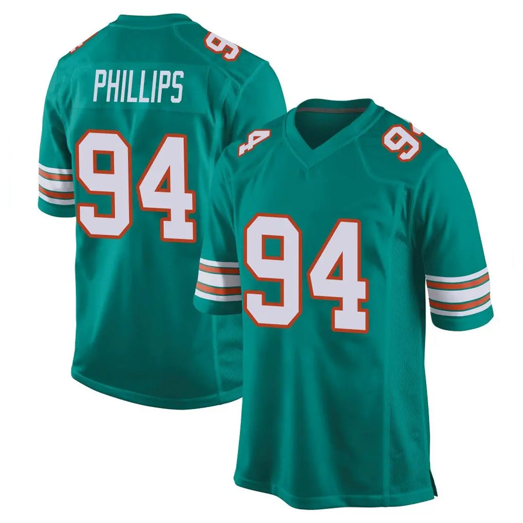 Davalo M.Dolphins #94 Jordan Phillips Player Aqua Alternate Home Game Stitched Jerseys