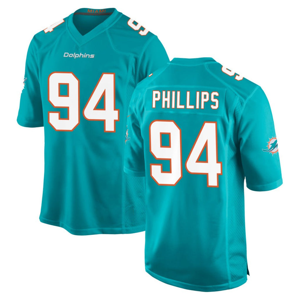 Davalo M.Dolphins #94 Jordan Phillips Player Aqua Home Game Stitched Jerseys