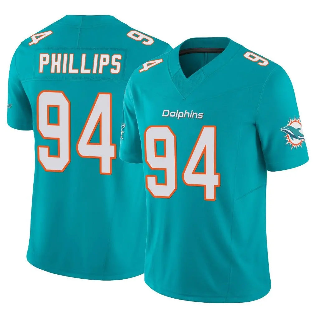 Davalo M.Dolphins #94 Jordan Phillips Player Aqua Limited Vapor F.U.S.E. Home Game Stitched Jerseys