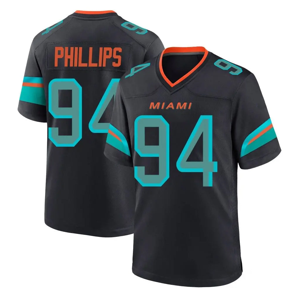 Davalo M.Dolphins #94 Jordan Phillips Player Black Pitch Rivalries Collection Home Game Stitched Jerseys