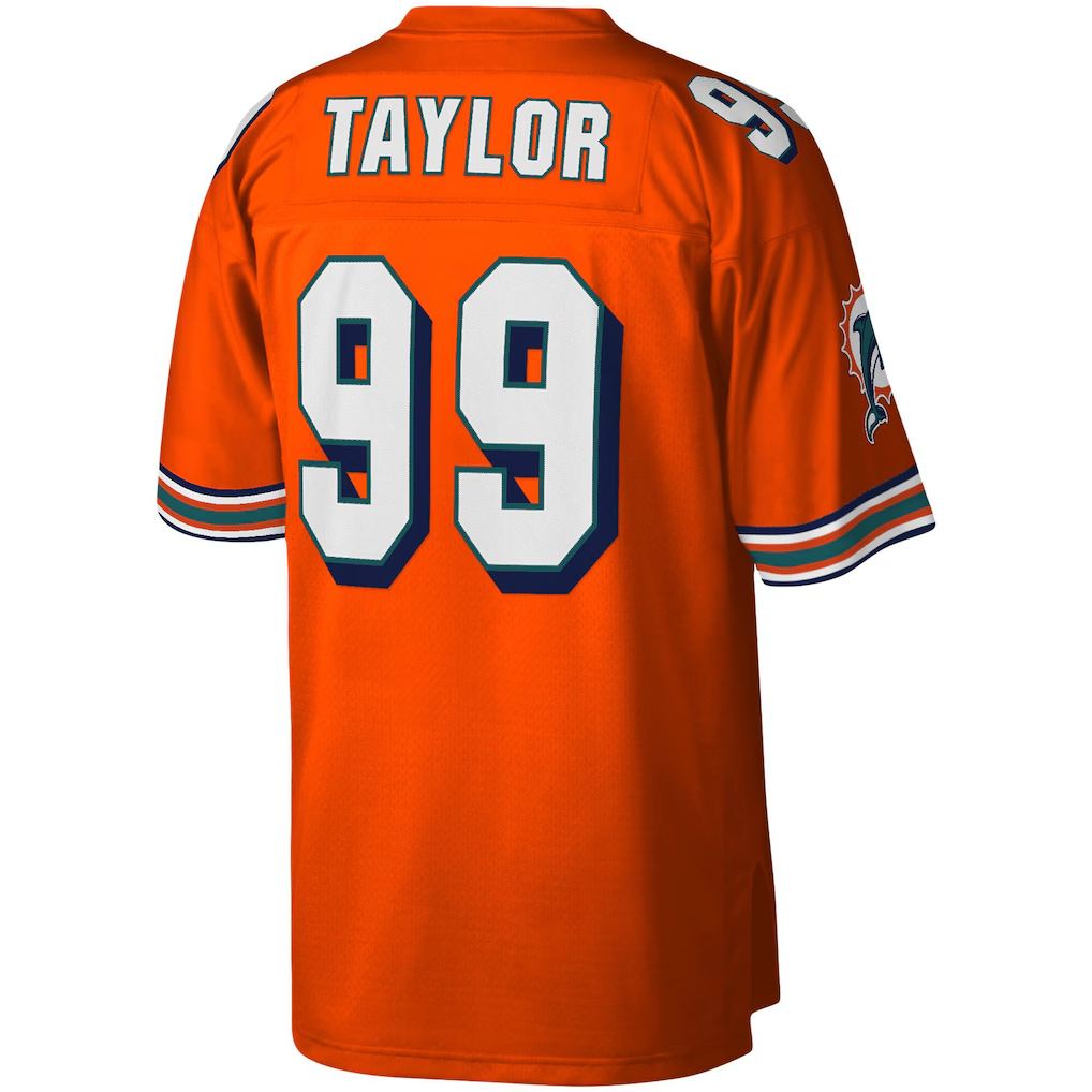 Davalo M.Dolphins #99 Jason Taylor Mitchell & Ness Orange Big & Tall 2004 Retired Player Replica Jersey