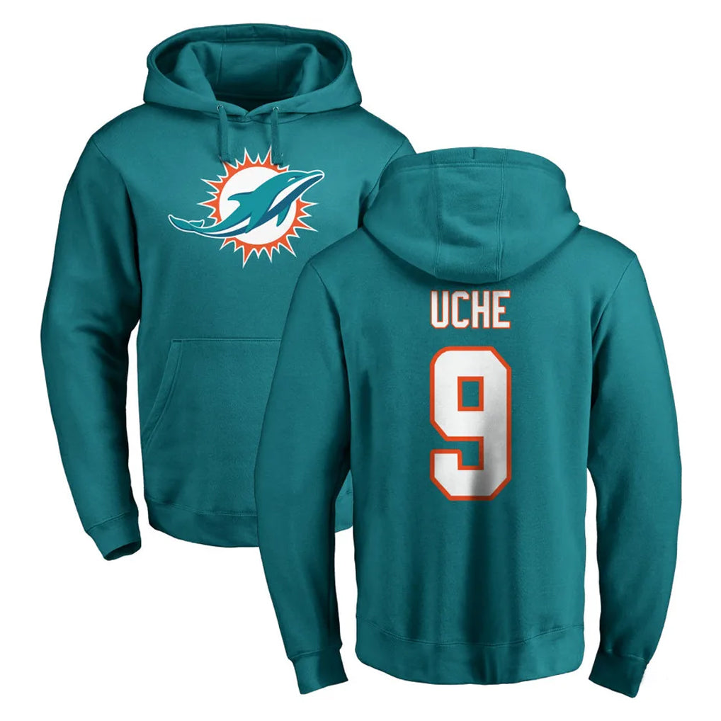 Davalo M.Dolphins #9 Joshua Uche Player Aqua LOGO Pullover Hoodies Limited Stitched Jerseys
