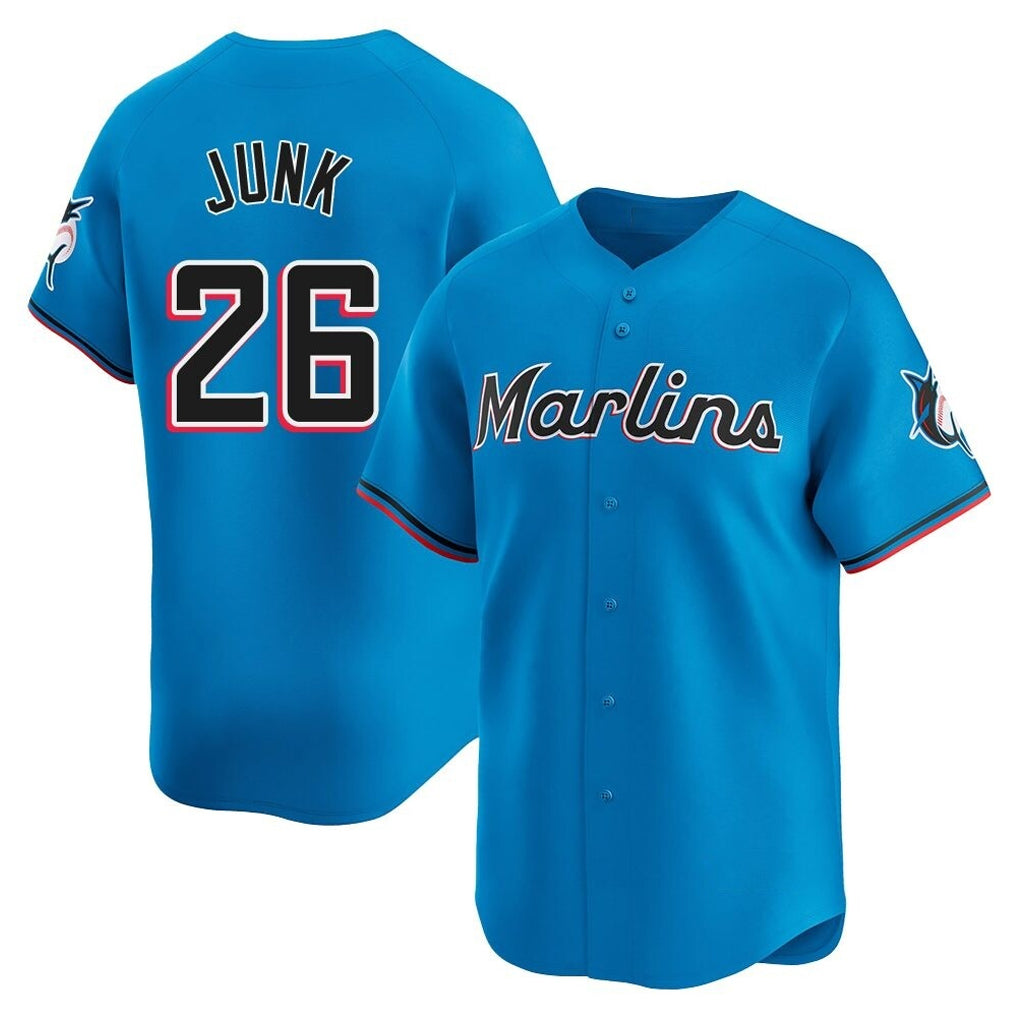 Davalo M.Marlins #26 Janson Junk Player Blue Home Limited Stitched Jerseys