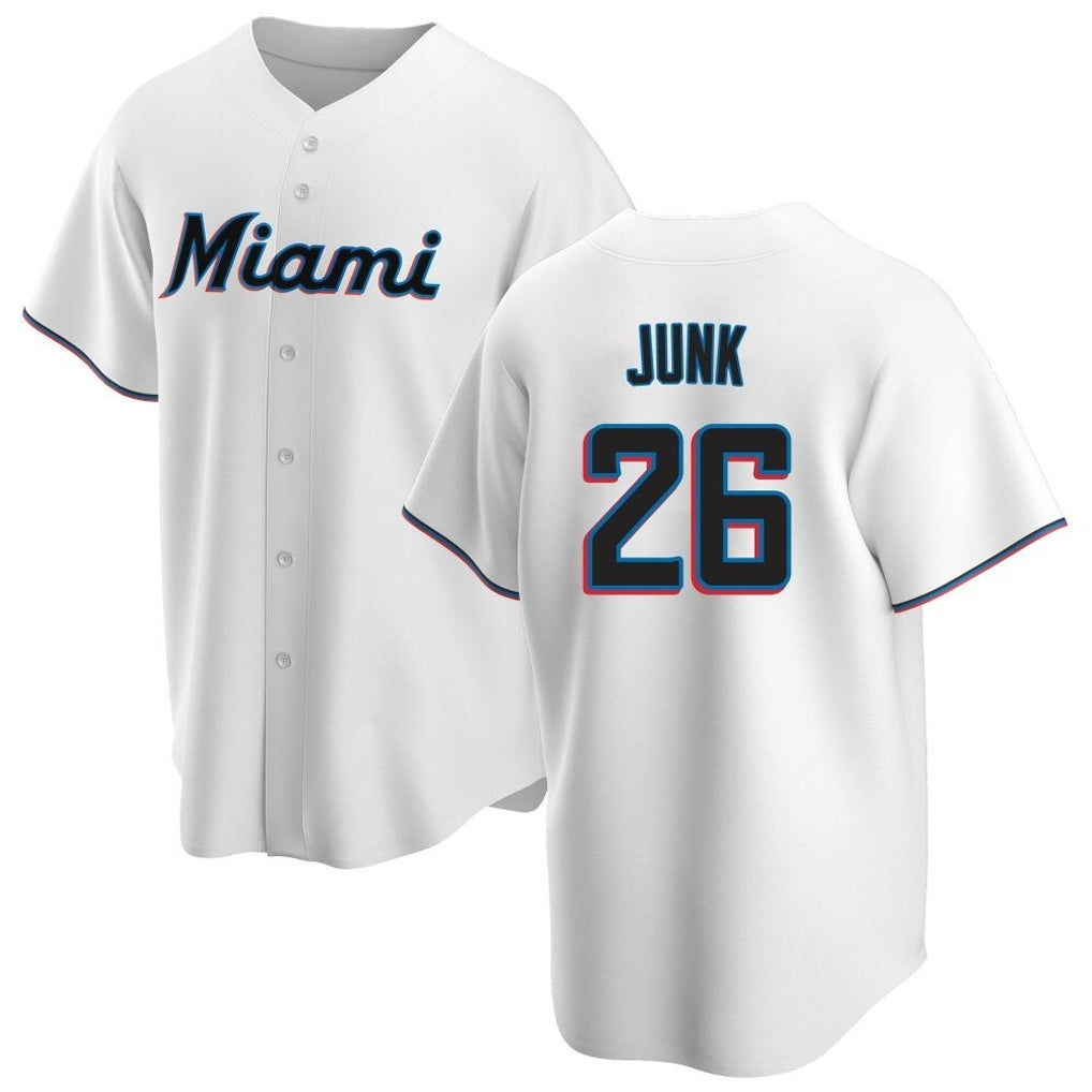 Davalo M.Marlins #26 Janson Junk Player White  Home Game Stitched Jerseys