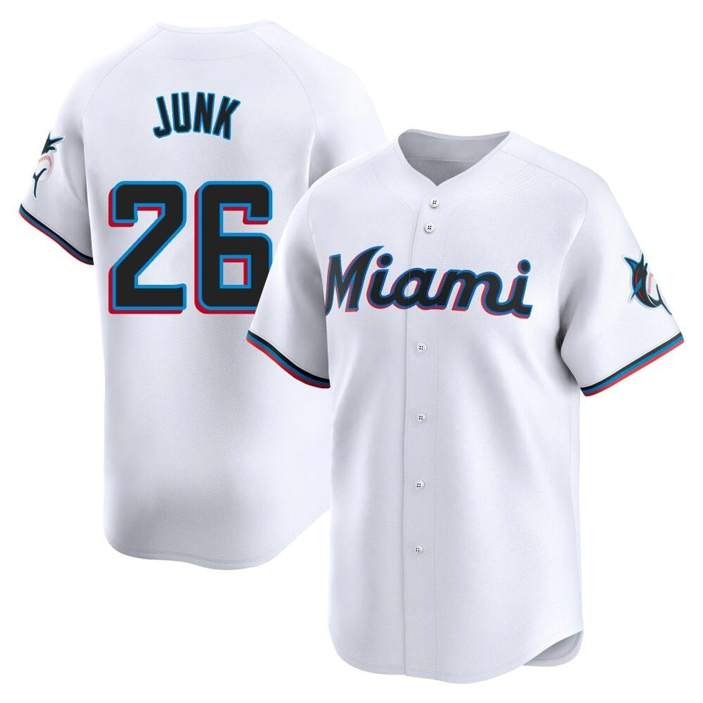 Davalo M.Marlins #26 Janson Junk Player White Home Limited Stitched Jerseys