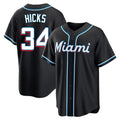Davalo M.Marlins #34 Liam Hicks Player Black Fashion Out Home Game Stitched Jerseys