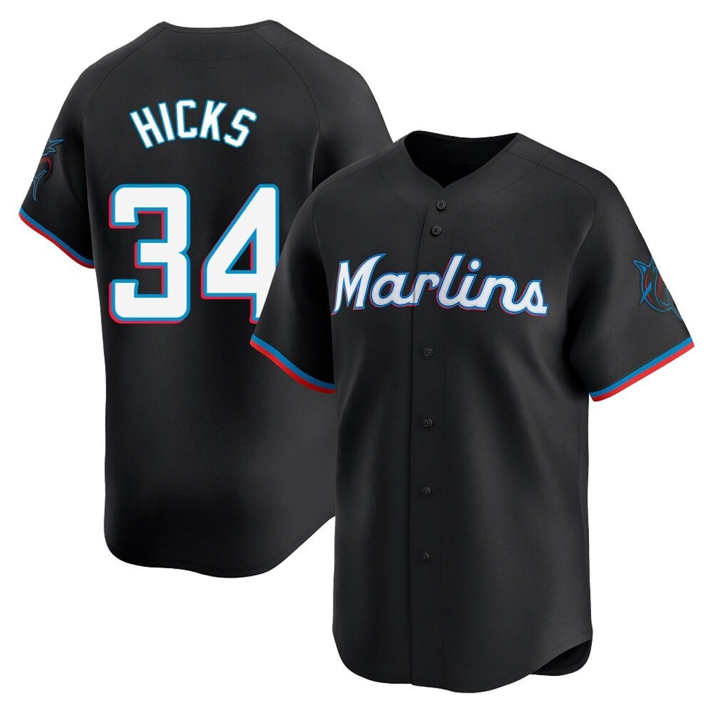 Davalo M.Marlins #34 Liam Hicks Player Black Home Limited Stitched Jerseys