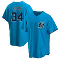 Davalo M.Marlins #34 Liam Hicks Player Blue Home Game Stitched Jerseys