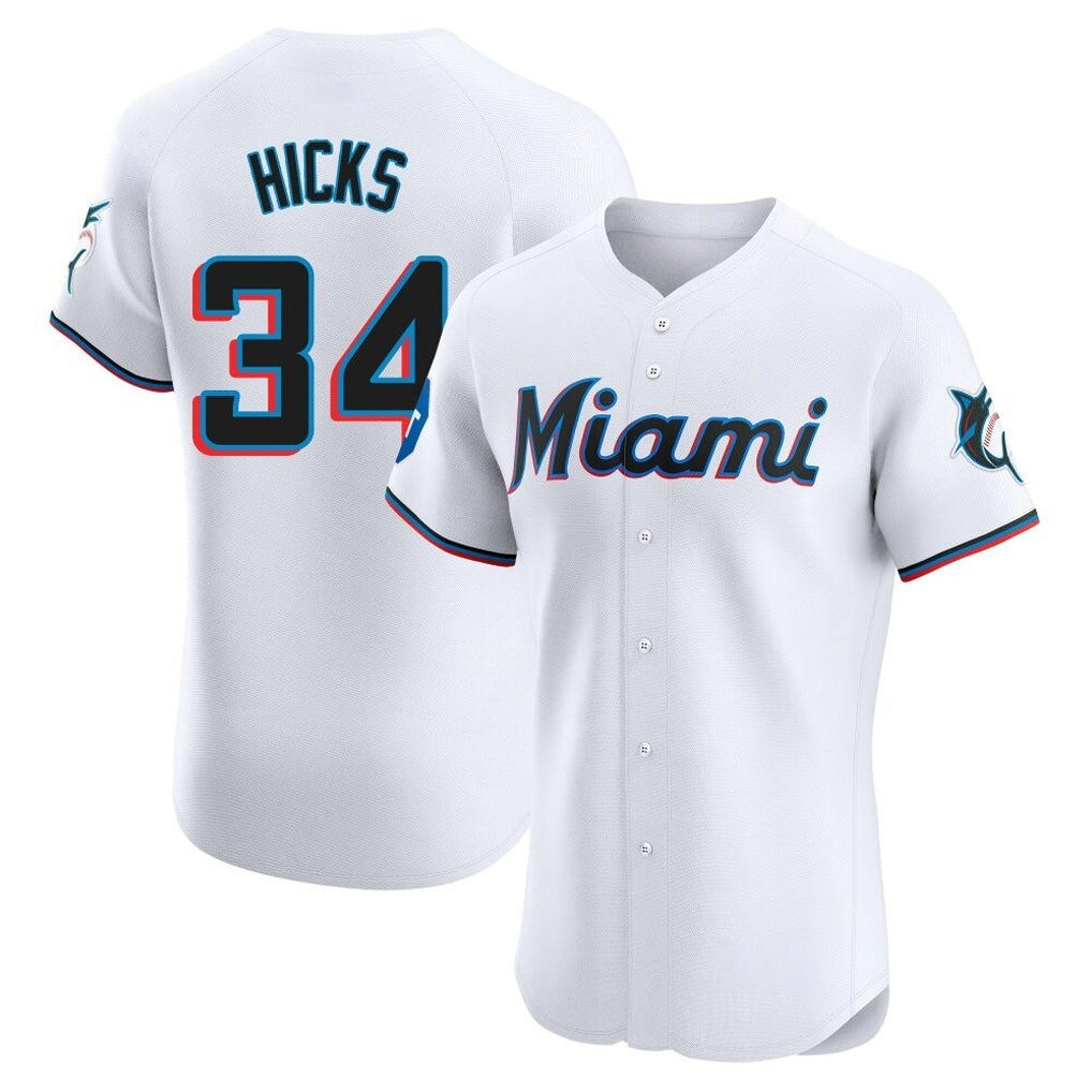 Davalo M.Marlins #34 Liam Hicks Player White  Home Limited Elite Stitched Jerseys