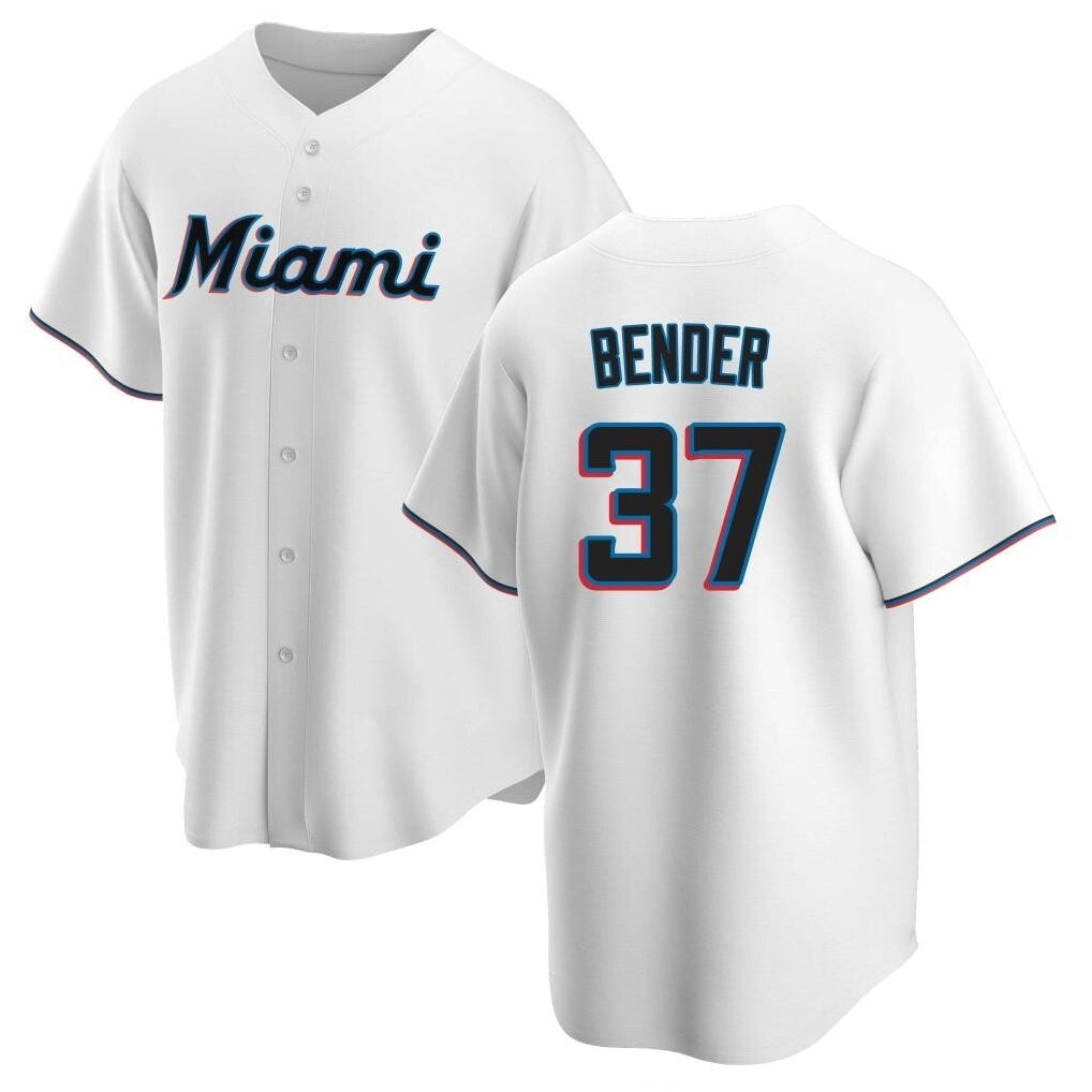 Davalo M.Marlins #37 Anthony Bender Player White  Home Game Stitched Jerseys