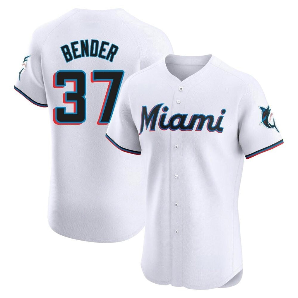 Davalo M.Marlins #37 Anthony Bender Player White  Home Limited Elite Stitched Jerseys